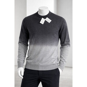 Theory Hillies Crew 100% Cashmere Sweater Men XL Gray Ombre Gradient Luxury Knit